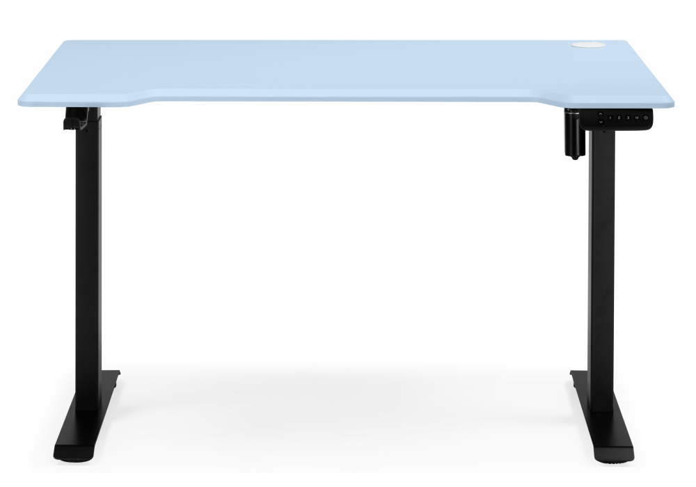 фото компьютерный стол с подъемным механизмом 140х80 woodville маркос голубой / черный 614604 | 220svet.ru