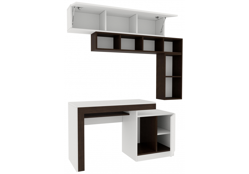 фото кабинет комплектация 1 woodville модена белый / венге 563544 | 220svet.ru