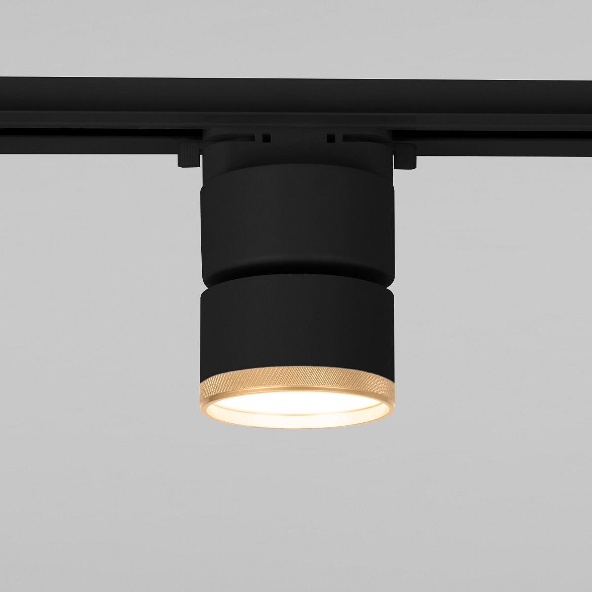 фото трековый однофазный светодиодный светильник elektrostandard 85514/01 черный матовый/золото a062873 | 220svet.ru