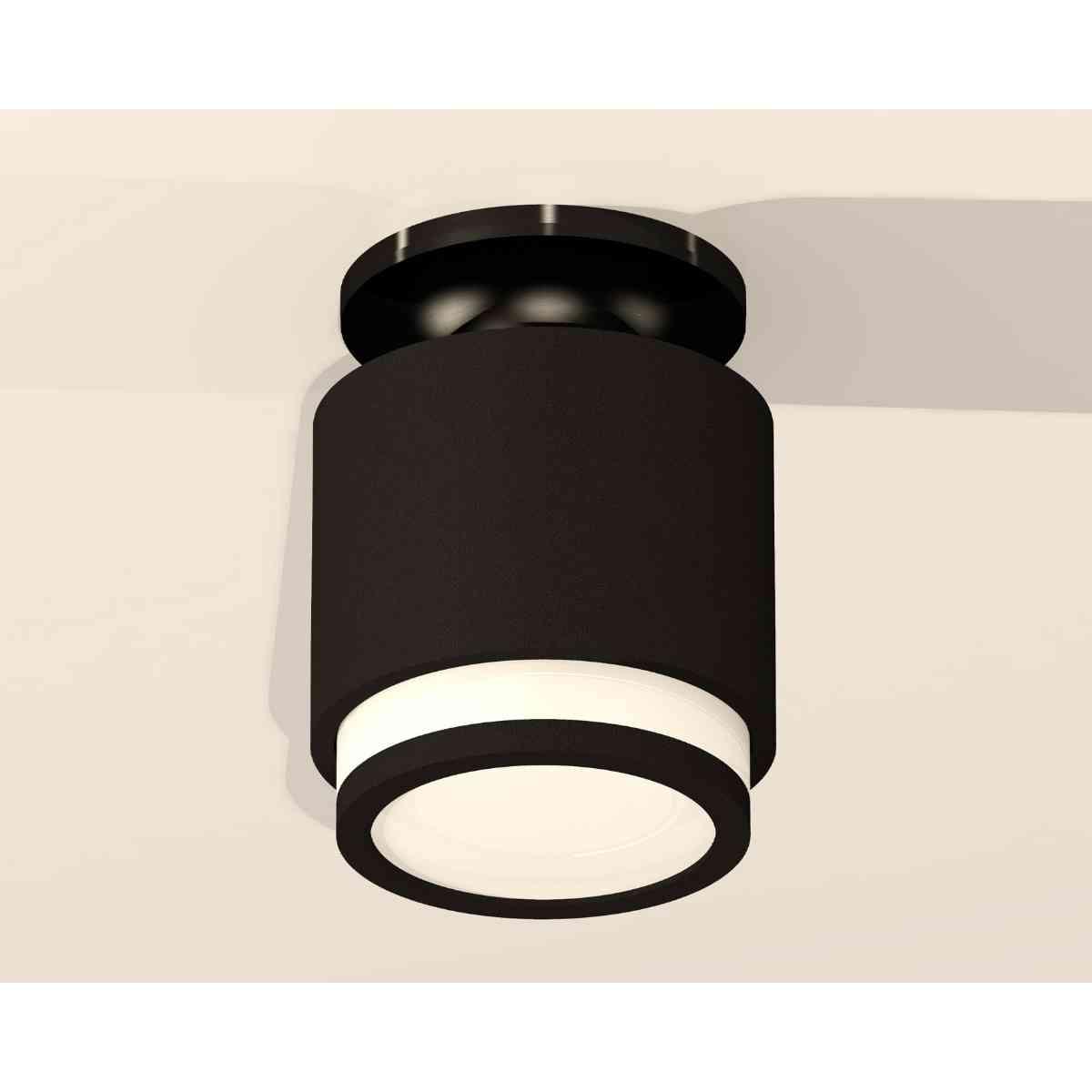 фото комплект накладного светильника ambrella light xs7511063 sbk/pbk/fr черный песок/черный полированный/белый матовый (n7926, c7511, n7121) | 220svet.ru