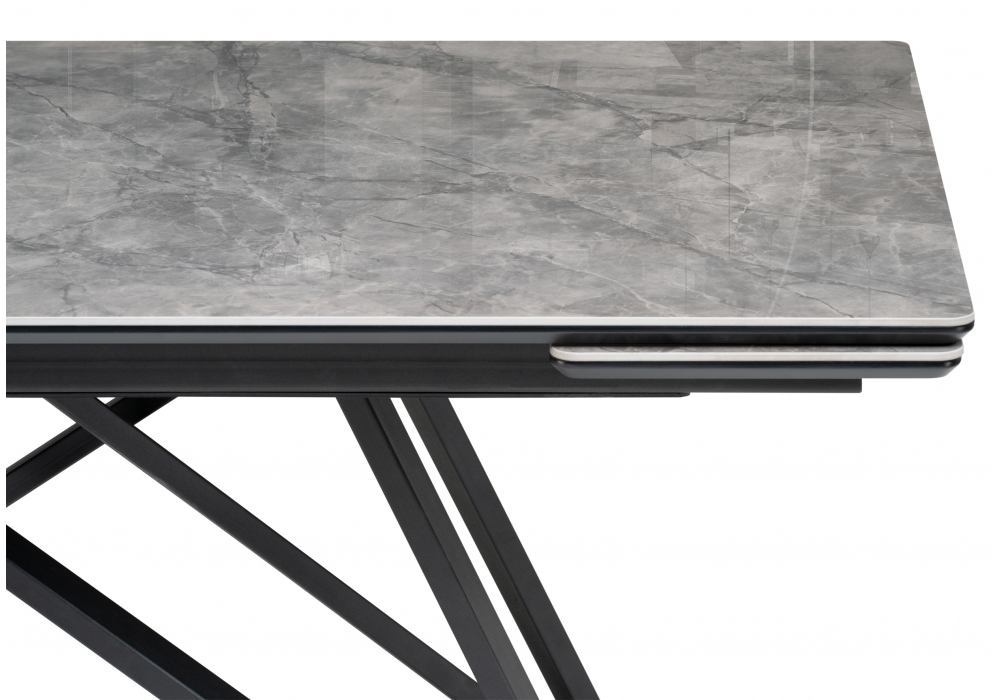фото керамический стол раскладной 160(220)х89 woodville вилсон серый мрамор baolai / черный 612185 | 220svet.ru