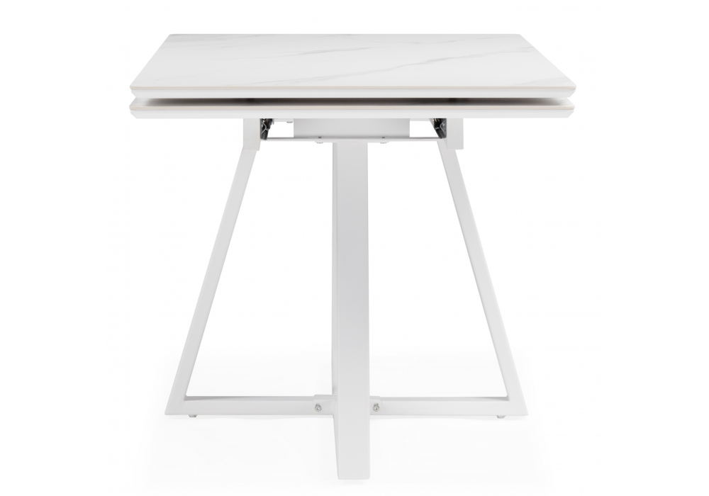 фото керамический стол раскладной 140(200)х80 woodville памелла мрамор белый 617086 | 220svet.ru