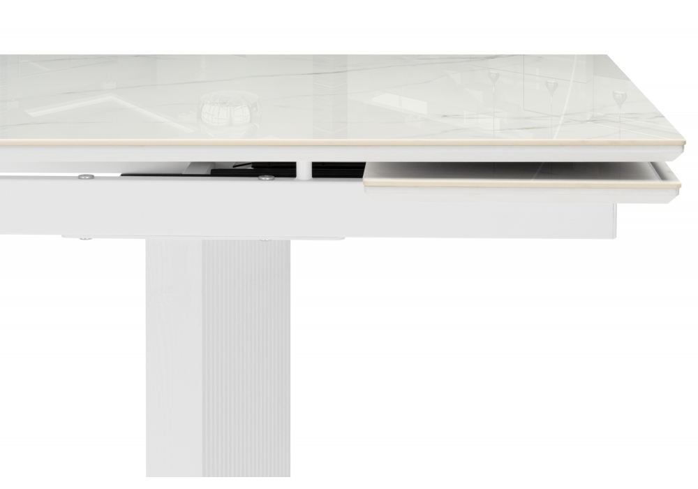 фото керамический стол раскладной woodville монерон дерево / белый 619248 | 220svet.ru