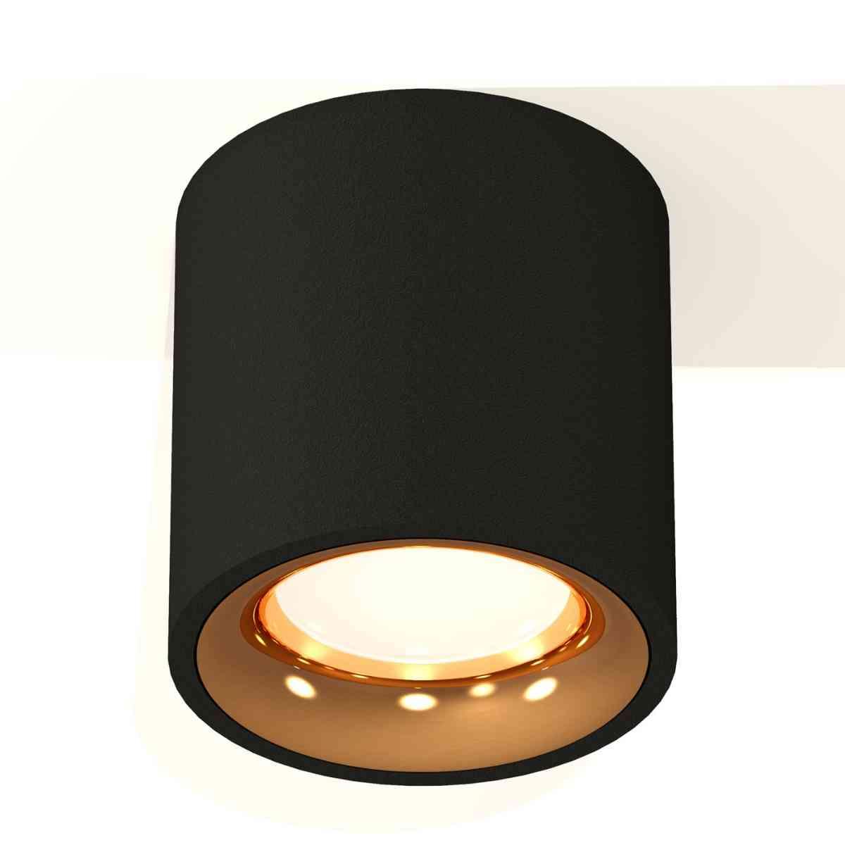 фото комплект накладного светильника ambrella light techno spot xs7532024 sbk/pyg черный песок/золото желтое полированное (c7532, n7014) | 220svet.ru