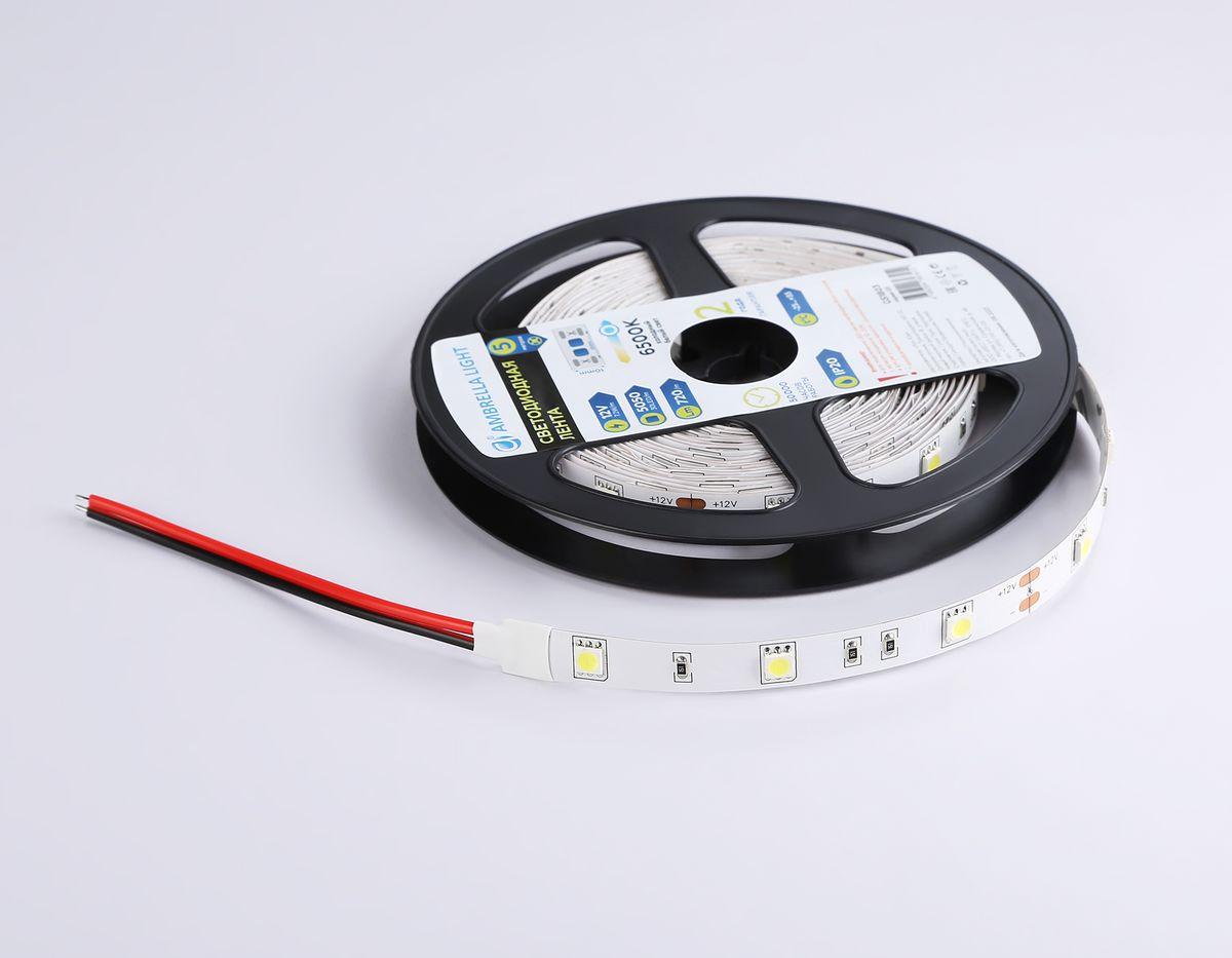 фото светодиодная лента холодный белый ambrella light 7,2w/m 30led/m 5050smd 6500к 5m gs1803 | 220svet.ru
