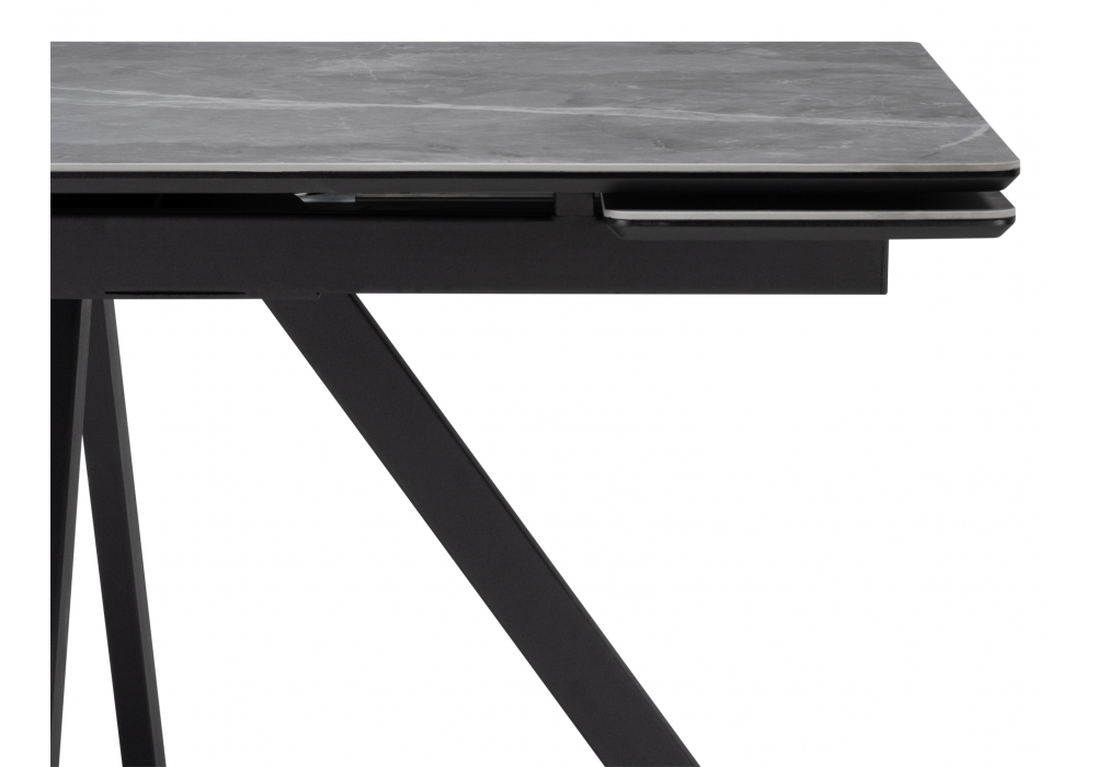 фото керамический стол раскладной 140(200)х80 woodville вилли серый мрамор / черный 612898 | 220svet.ru