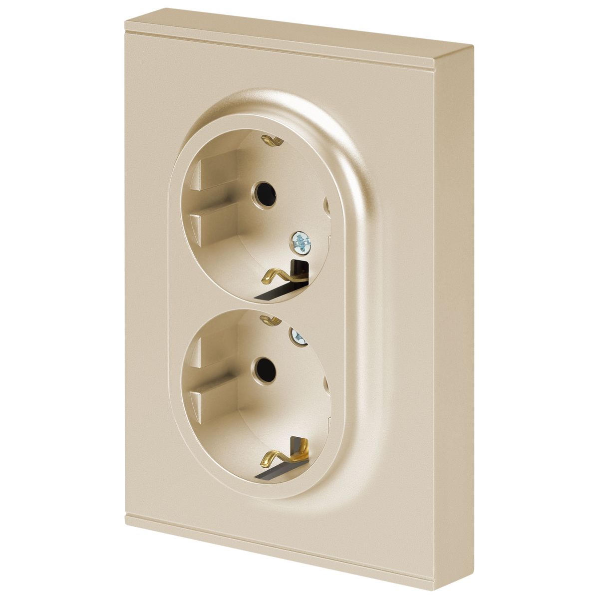 фото розетка эра arktik 16-2105-04 двойная с заземлением 2x2p+e schuko со шторками 16а-250в шампань б0070457 | 220svet.ru