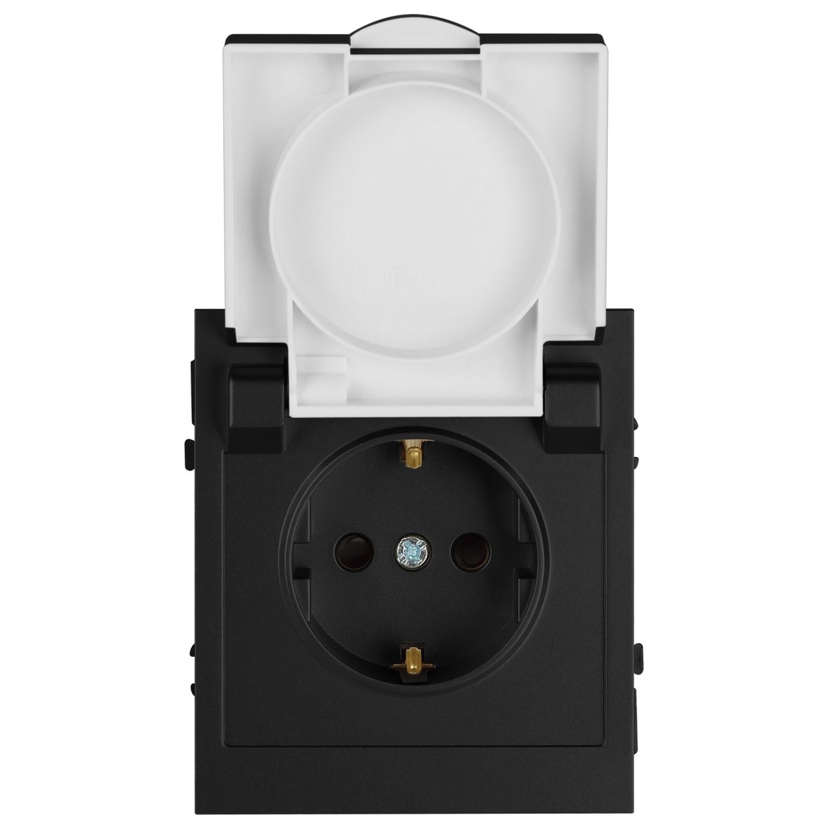 фото розетка эра arktik 16-2103-05 с заземлением 2p+e schuko со шторками с крышкой 16а-250в антрацит б0070438 | 220svet.ru
