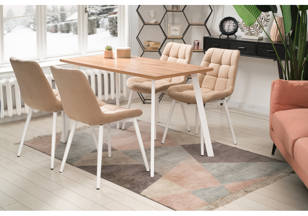 фото стол деревянный woodville тринити лофт 120x80x75 25 мм дуб вотан / белый матовый 539243 | 220svet.ru