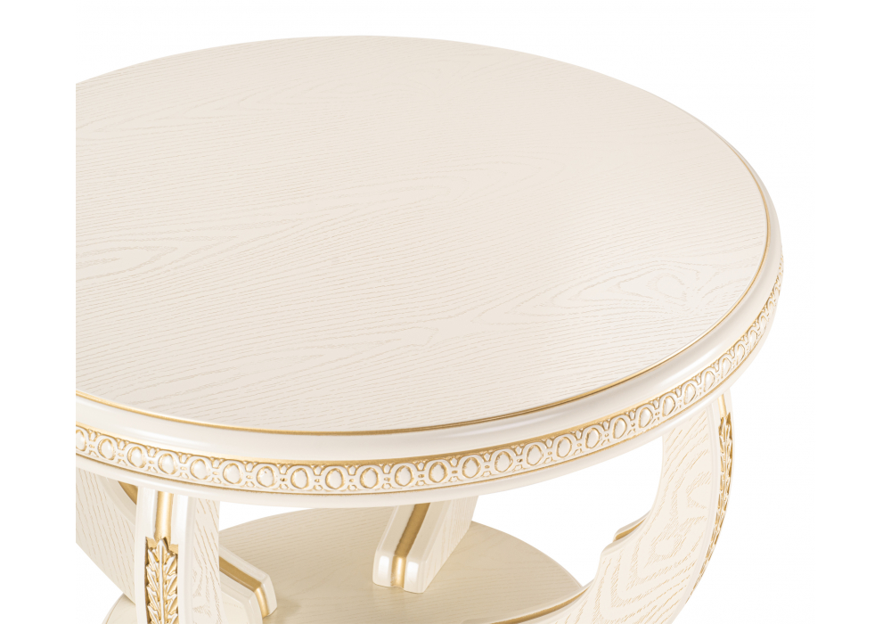 фото журнальный стол woodville луис круглый слоновая кость / золото 618721 | 220svet.ru