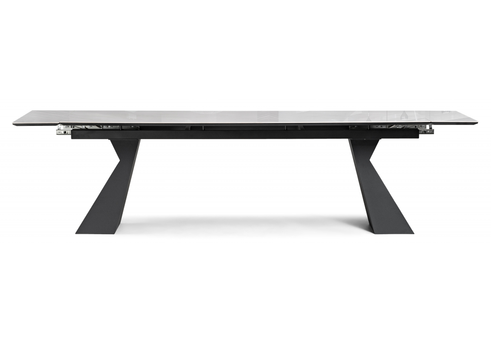 фото керамический стол раскладной woodville денхольм 240(290)х100х75 rystal onyx bianco / черный 588037 | 220svet.ru