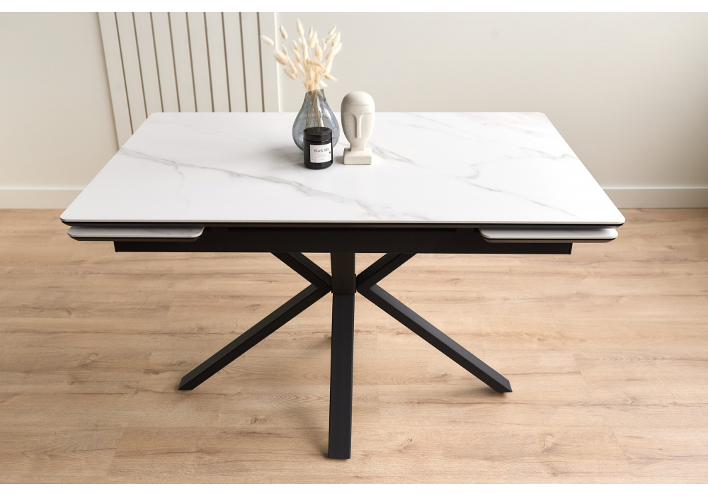 фото керамический стол раскладной 120(180)х80 woodville старлайт snow alpin / черный 622888 | 220svet.ru