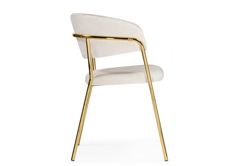 фото стул на металлокаркасе woodville kamelia белый / ткань золотые ножки 15899 | 220svet.ru
