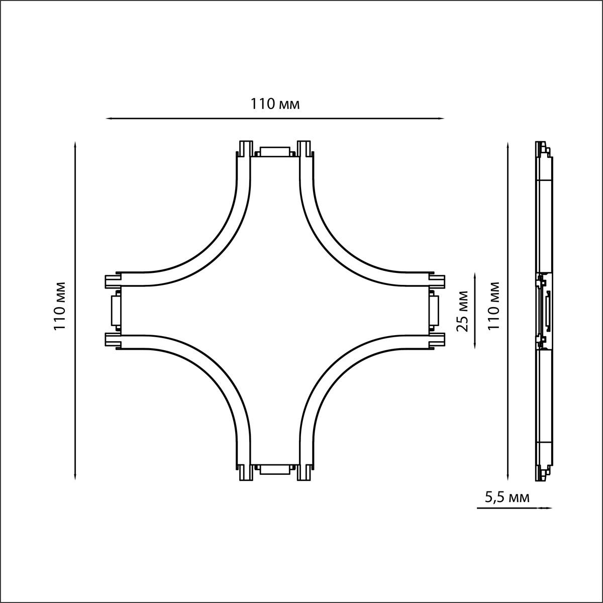 фото соединитель x-образный с токопроводом novotech shino smal 135212 | 220svet.ru
