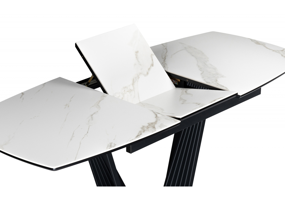фото керамический стол раскладной woodville вейл белый мрамор snow white / черный 626055 | 220svet.ru