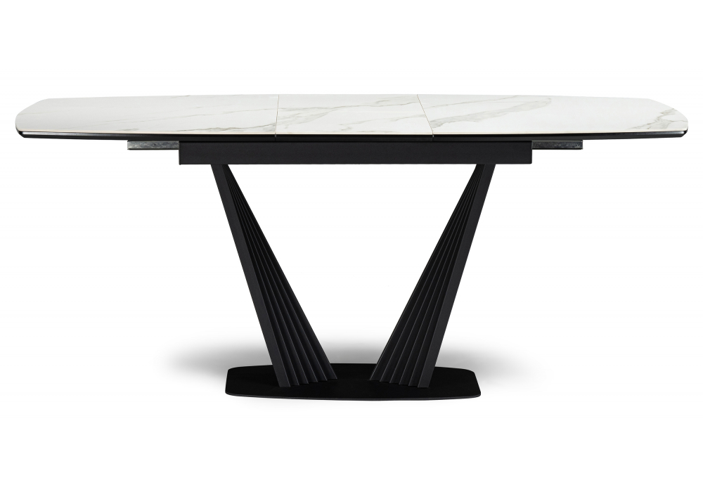 фото керамический стол раскладной woodville вейл белый мрамор snow white / черный 626055 | 220svet.ru