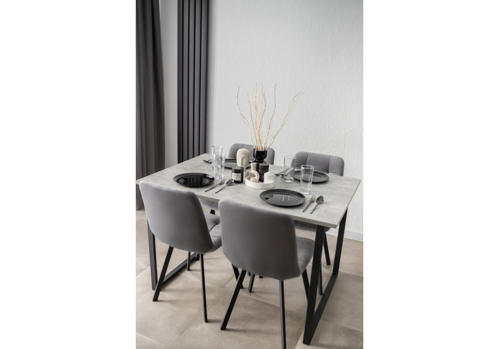 фото стол деревянный woodville лиман 120х80 бетон светлый / черный матовый 615153 | 220svet.ru