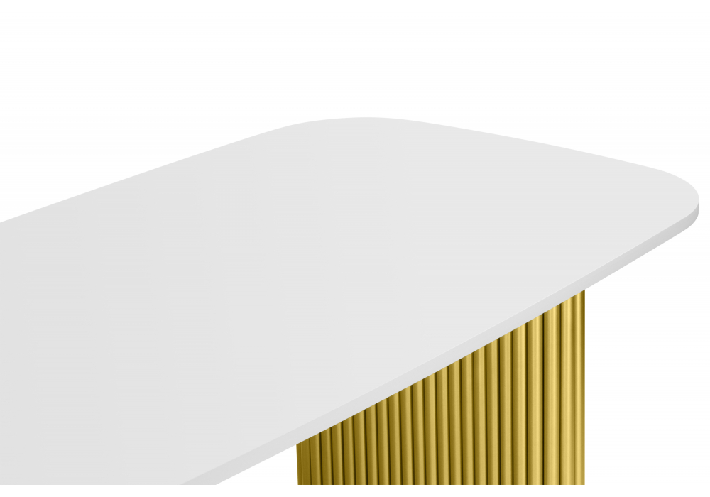 фото стол деревянный 200х90 woodville бавария b белая пленка шагрень / золото 620582 | 220svet.ru