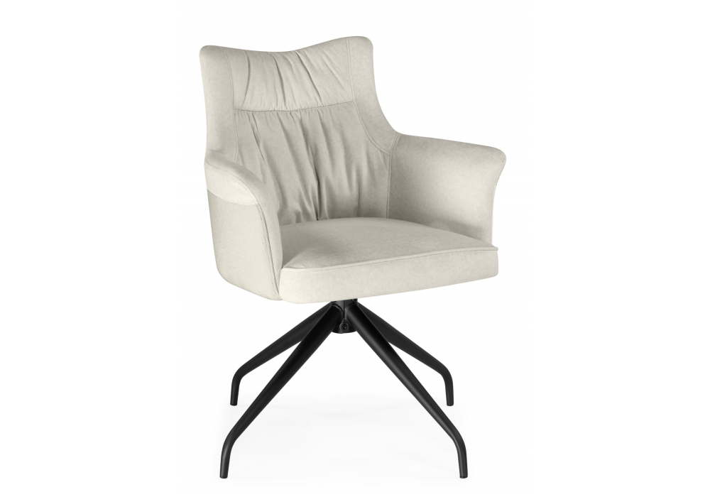 фото стул крутящийся на металлокаркасе woodville kaser 360 ivory / black 15842 | 220svet.ru