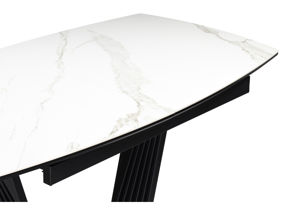 фото керамический стол раскладной woodville вейл белый мрамор snow white / черный 626055 | 220svet.ru