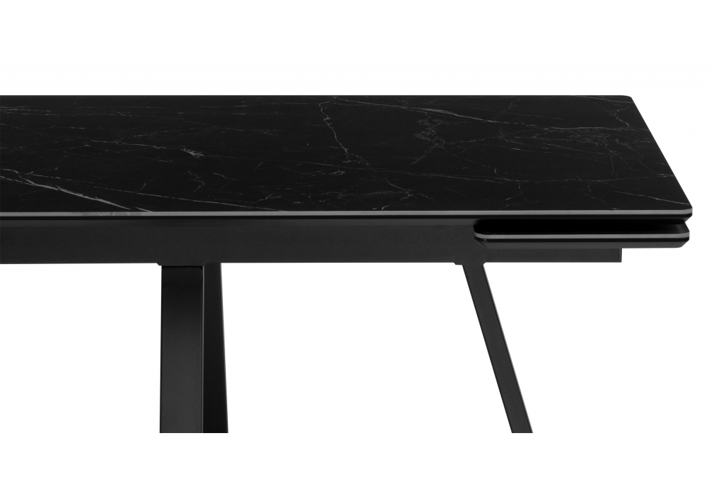 фото керамический стол раскладной 120(180)х80 woodville памелла 120 (180) х 80 черный мрамор 622883 | 220svet.ru