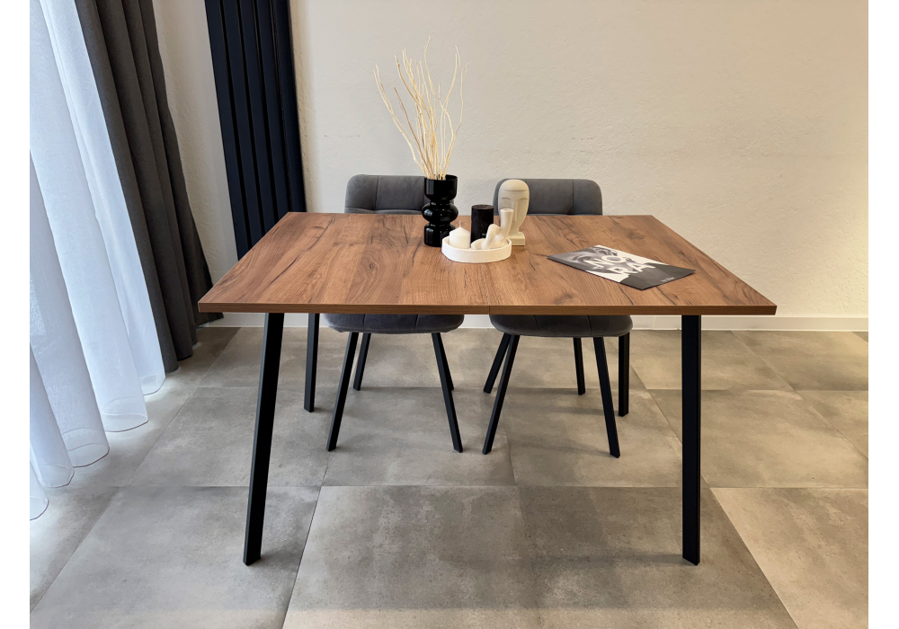 фото стол деревянный раскладной woodville кортни 120(160)x 80 дуб крафт табачный / черный матовый 619217 | 220svet.ru