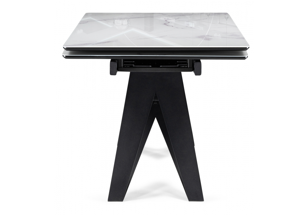 фото стол стеклянный раскладной woodville блэкберн 140(200)х80 кристл белый мрамор 625936 | 220svet.ru