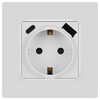 Миниатюра фото розетка эра серия 12 12-4108-01 2p+e 16a-250в со шторками с usb type-a+c 5в-3а белый б0067752 | 220svet.ru