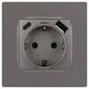 Миниатюра фото розетка эра серия 12 12-4108-16 2p+e 16a-250в со шторками с usb type-a+c 5в-3а титан б0067762 | 220svet.ru