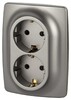Миниатюра фото розетка эра серия 12 12-2106-16 двойная 2x2p+e schuko 16а-250в титан б0065706 | 220svet.ru