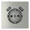 Миниатюра фото розетка встраиваемая с заземлением и защитными шторками, 16а, с usb, a+a voltum s70 vls040405 (сталь) | 220svet.ru