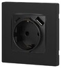 Миниатюра фото розетка эра серия 12 12-4108-12 2p+e 16a-250в со шторками с usb type-a+c 5в-3а графит б0067700 | 220svet.ru